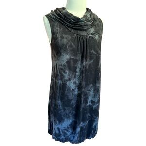 Michael Kors Soft Cowl Neck Slight Balloon Hem Black Grey Marbled Graphic Size S